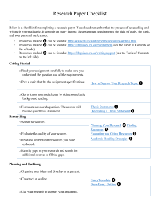 Research Paper Checklist: A Student's Guide