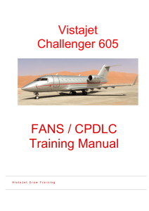 VistaJet Challenger 605 FANS/CPDLC Training Manual