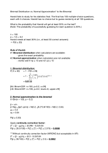 Binomial vs. Normal Approximation: Statistics Example