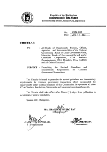 COA C2012-001 Revised guidelines on the documentary requirements for common government transactions