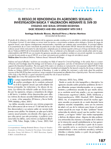 Reincidencia en Agresores Sexuales y Valoración SVR-20