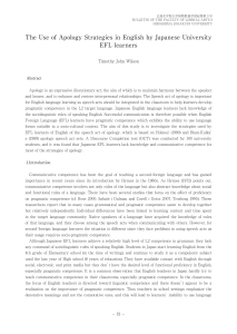 Apology Strategies in English by Japanese EFL Learners