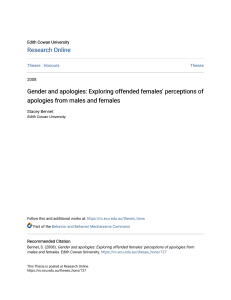 Gender and Apologies: Female Perceptions of Male/Female Apologies