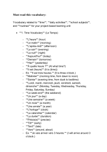Vocabulaire fran&ccedil;ais : Temps, Activit&eacute;s, &Eacute;cole
