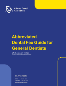 Alberta Dental Fee Guide 2025: General Dentists