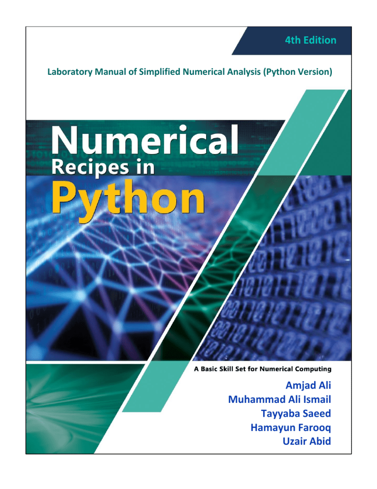 Numerical Analysis in Python: Laboratory Manual