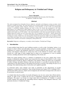 Religion, Delinquency, Trinidad & Tobago: Research