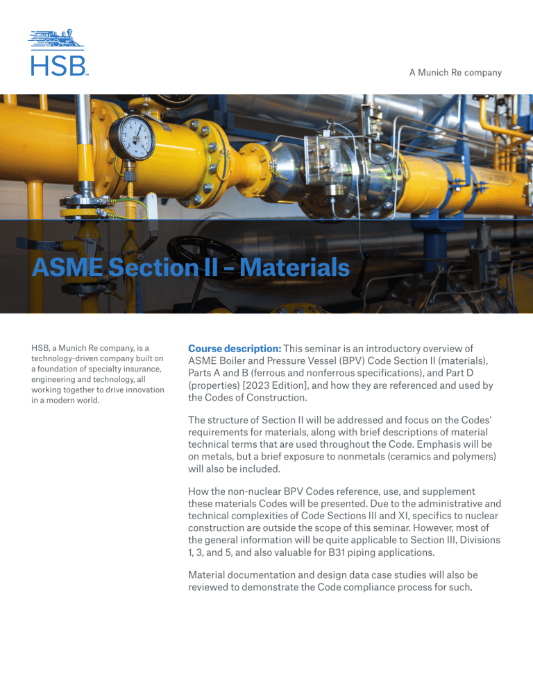 ASME Section II Materials Seminar Course Overview