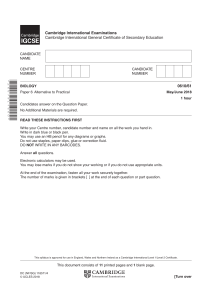 IGCSE Biology Paper 6: Alternative to Practical Exam
