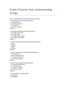 Grade 6 Science Test: Understanding Energy