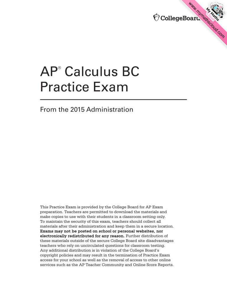 AP Calculus BC Practice Exam | College Board