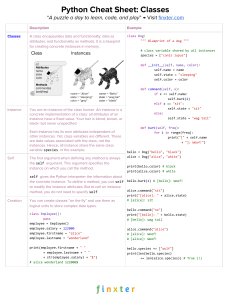 Python Classes Cheat Sheet
