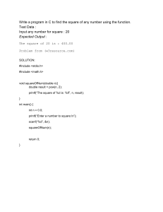 C Program: Square of a Number Using Function