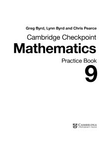 Cambridge Checkpoint Mathematics Practice Book 9 - Greg Byrd