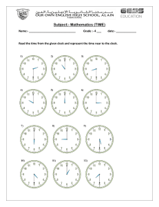 Time Telling Worksheet - Grade 4 Math
