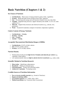 Basic Nutrition Study Guide: Chapters 1-3 Summary