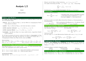 Analysis 1/2 Vorlesungsnotizen: Folgen, Reihen, Analysis