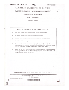 CAPE Management of Business Exam Paper - Unit 1