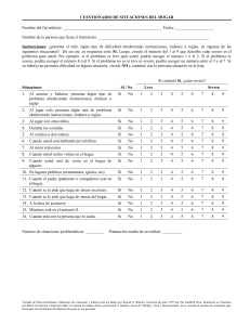 Cuestionario de Situaciones del Hogar para Niños