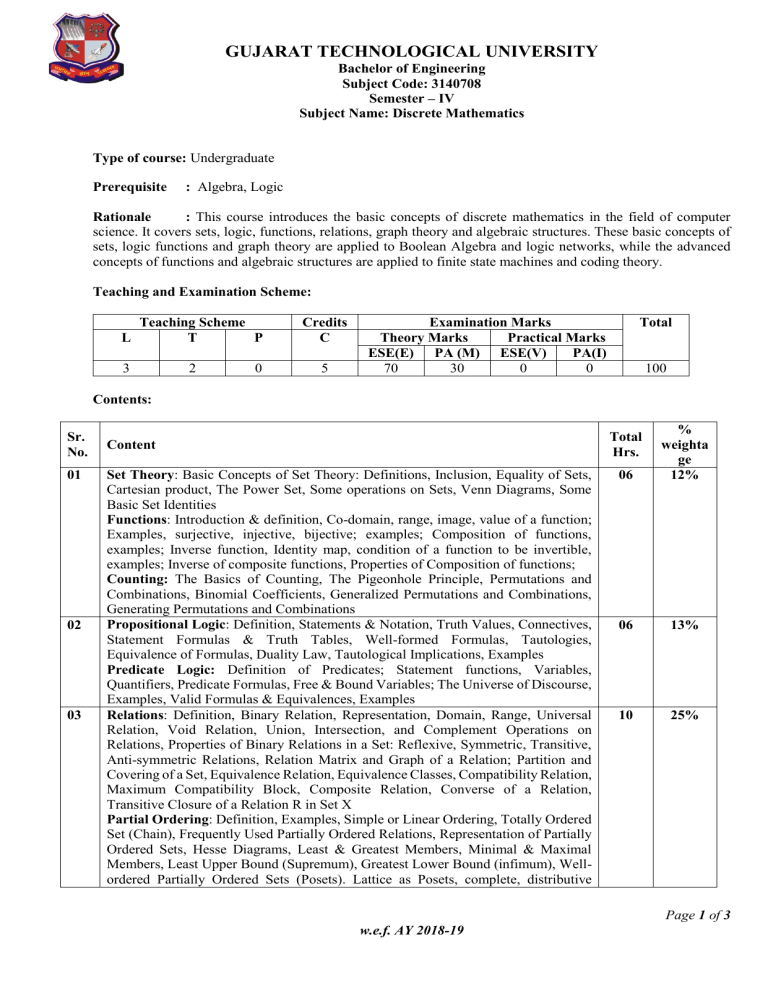 Discrete Mathematics Course Syllabus - GTU Engineering