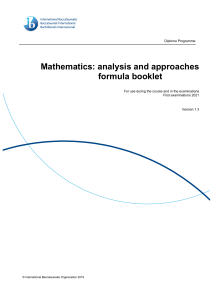 Mathematics: Analysis and Approaches Formula Booklet - IB Diploma