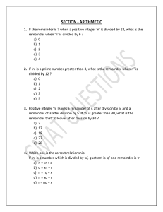 Arithmetic Exam Questions