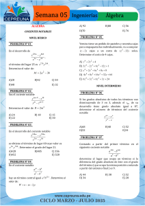Hoja de Trabajo de Álgebra: Problemas de Cocientes Notables