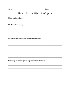 Short Story Analysis Worksheet