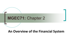 Financial System Overview: Markets, Intermediaries, & Regulation