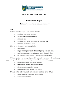 International Finance Homework: MNCs & Global Business