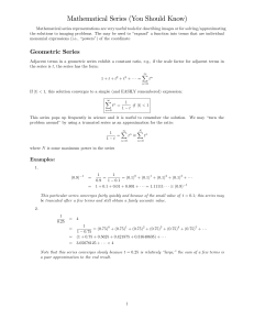 Mathematical Series: Geometric, Binomial, Exponential, Taylor