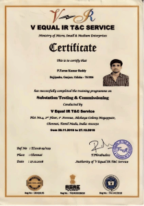 Substation Testing Certificate - V Equal IR T&C