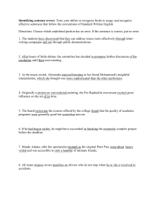 Sentence Error Identification Test