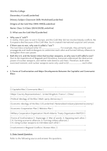 Cold War Origins Worksheet: Capitalist vs. Communist Blocs