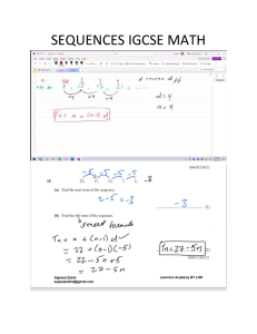 IGCSE Math Sequences, Algebra, and Geometry Worksheet