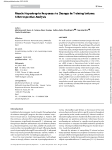 Muscle Hypertrophy & Training Volume: A Retrospective Analysis