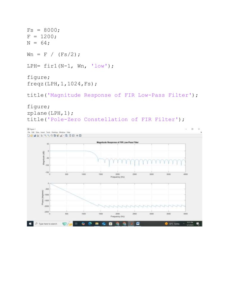 FIR Low-Pass Filter Design in MATLAB