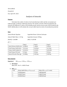 Antacid Analysis Lab Report: Back Titration & Cost