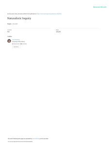 Naturalistic Inquiry: A Chapter Overview