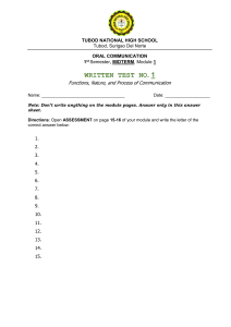 Oral Communication & Agriculture Midterm Test & Task