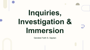 Inquiry, Investigation, Immersion & Research Designs (RCBD, CBD)