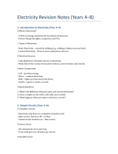 Electricity Revision Notes (Years 4-8)
