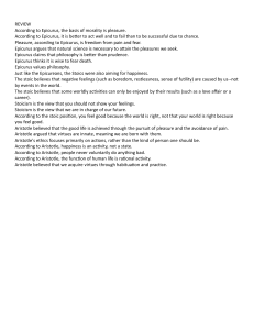 Epicurean, Stoic, & Aristotelian Ethics Review