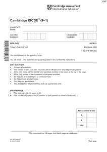IGCSE Biology Practical Test: Amylase & Starch Experiment