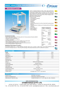Citizen CY Series Analytical Balances - Product Brochure