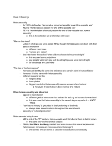 Heterosexuality & Gender: Lecture Notes