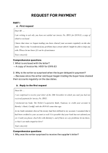 Request for Payment Letters & Comprehension Questions