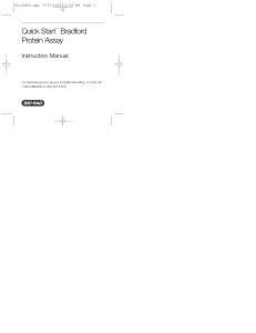 Quick Start Bradford Protein Assay Instruction Manual