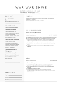 War War Shwe - Audit & Finance Resume