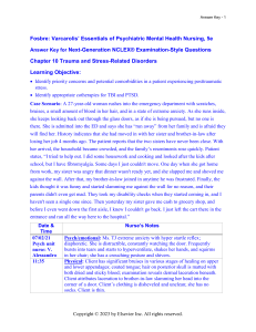Psychiatric Nursing Answer Key: Trauma, Stress, Anxiety